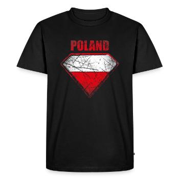 Pologne Super-héros Drapeau Drapeau Vintage Rétro Symbole - T-shirt Premium bio Homme - noir - Devant - Nico (187cm)