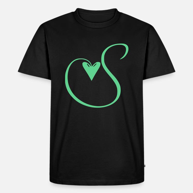 Monogramm S Herz Ranke - Männer Premium Bio T-Shirt - Schwarz