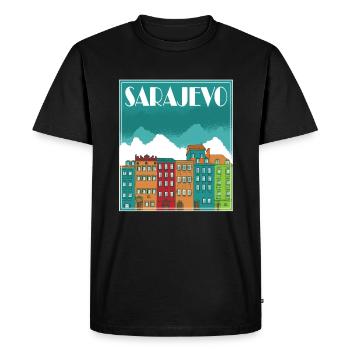 Sarajevo Landscape Vintage Art - Men's Premium Organic T-Shirt - black - Front - Nico (187cm)