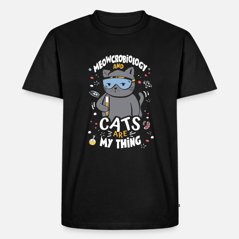Microbiologist Cat Lab Cartoon - Männer Premium Bio T-Shirt - Schwarz