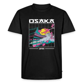 Osaka Japan 80s Aesthetic Art - Men's Premium Organic T-Shirt - black - Front - Nico (187cm)