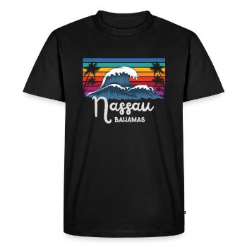 Les Bahamas Nassau City Vintage Wave Art - T-shirt Premium bio Homme - noir - Devant - Nico (187cm)
