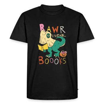 Reading Teacher Halloween T-rex Ghost With Book - Men's Premium Organic T-Shirt - black - Front - Nico (187cm)