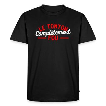 Le tonton complètement fou - T-shirt Premium bio Homme - noir - Devant - Nico (187cm)