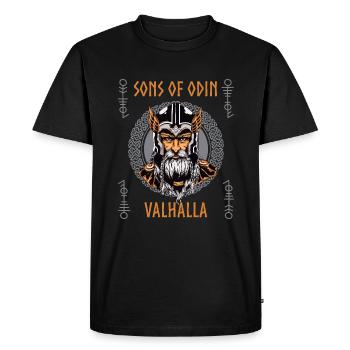 Odin Celtic Gods Mytholody Art - Men's Premium Organic T-Shirt - black - Front - Nico (187cm)