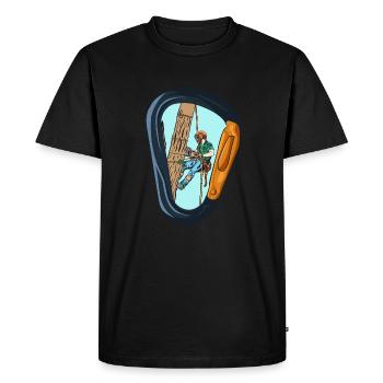 Vintage Arborist Carabiner Art - Men's Premium Organic T-Shirt - black - Front - Nico (187cm)