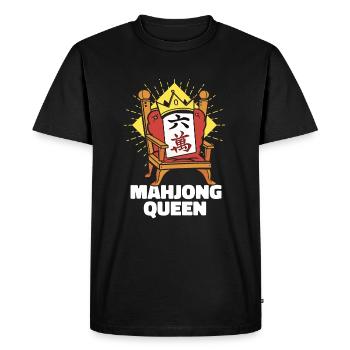 Drôle de dessin animé Mahjong Queen - T-shirt Premium bio Homme - noir - Devant - Nico (187cm)