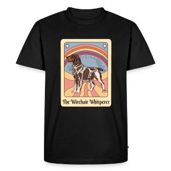 German Wirehaired Pointer Chien de chasse GWP Whispere - T-shirt Premium bio Homme - noir - Devant - Nico (187cm)