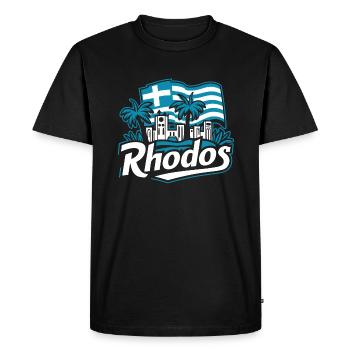 Rhodes, Grèce - T-shirt Premium bio Homme - noir - Devant - Nico (187cm)