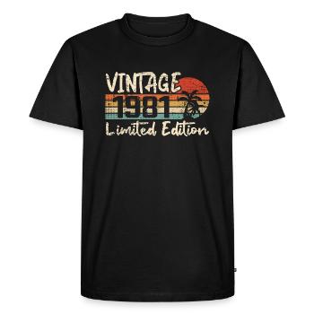 Vintage 1981 Millésime 1981 Cadeau D'anniversaire - T-shirt Premium bio Homme - noir - Devant - Nico (187cm)