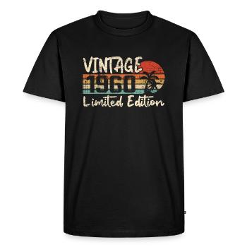 Vintage 1960 Millésime 1960 Cadeau D'anniversaire - T-shirt Premium bio Homme - noir - Devant - Nico (187cm)