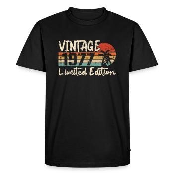 Jahrgang 1977 Jahrgang 1977 Geburtstagsgeschenk - Männer Premium Bio T-Shirt - Schwarz - Vorne - Nico (187cm)