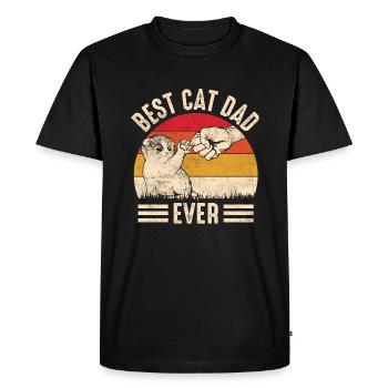 Le meilleur papa des chats du monde | Cadeau de chat papa - T-shirt Premium bio Homme - noir - Devant - Nico (187cm)