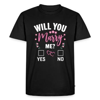 Veux-tu m’épouser ? | Demande en mariage Propose - T-shirt Premium bio Homme - noir - Devant - Nico (187cm)