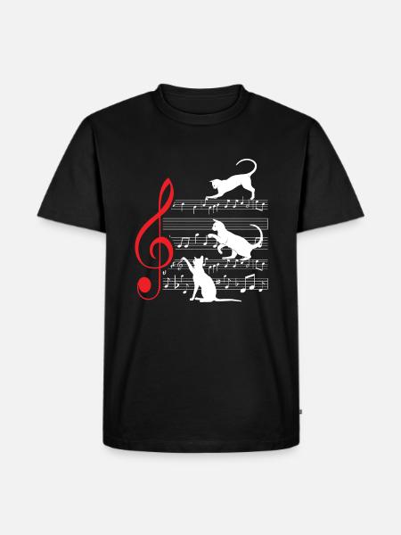Cat Cats Sheet Music Musician - Men's Premium Organic T-Shirt - black
