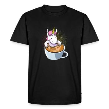 Café licorne arc-en-ciel - T-shirt Premium bio Homme - noir - Devant - Nico (187cm)