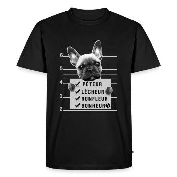 bouledogue français humour chien mignon - T-shirt Premium bio Homme - noir - Devant - Nico (187cm)