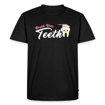 Brush Your Teeth Dentist Humor Quote - Men's Premium Organic T-Shirt - black - Front - Nico (187cm)