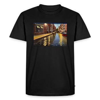 Canal at Night time Landscape Photo - Men's Premium Organic T-Shirt - black - Front - Nico (187cm)