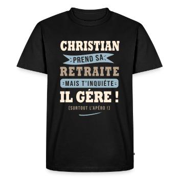 Christian humour retraité cadeau retraite homme - T-shirt Premium bio Homme - noir - Devant - Nico (187cm)