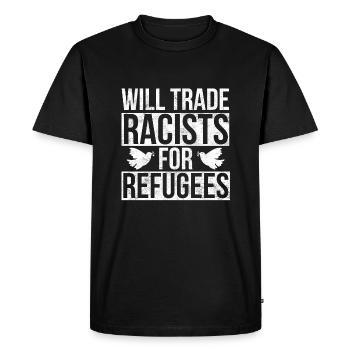 Réfugiés Immigrants Réfugiés Bienvenus - T-shirt Premium bio Homme - noir - Devant - Nico (187cm)
