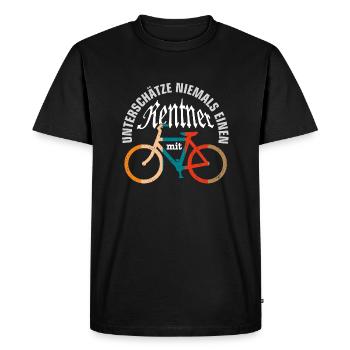 Retraités à vélo | Balade à vélo | Congés cyclistes - T-shirt Premium bio Homme - noir - Devant - Nico (187cm)