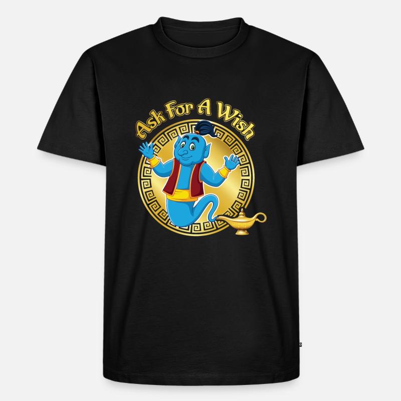 Frage den Flaschengeist nach einem Wunsch - Männer Premium Bio T-Shirt - Schwarz