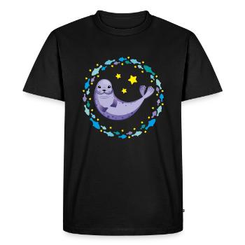 Drôle de sceau drôle de sceau - T-shirt Premium bio Homme - noir - Devant - Nico (187cm)