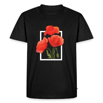 Poppy Poppies Aquarelle peinte à la main - T-shirt Premium bio Homme - noir - Devant - Nico (187cm)