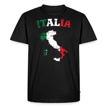 Carte de l’Italie Drapeau utilisé - T-shirt Premium bio Homme - noir - Devant - Nico (187cm)