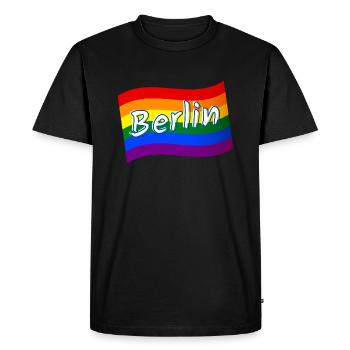 Gay Pride Berlin Allemagne drapeau arc-en-ciel LGBT LGBTQ - T-shirt Premium bio Homme - noir - Devant - Nico (187cm)