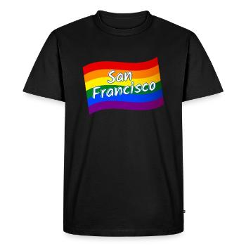Gay Pride San Francisco rainbow flag LGBT LGBTQ - Men's Premium Organic T-Shirt - black - Front - Nico (187cm)