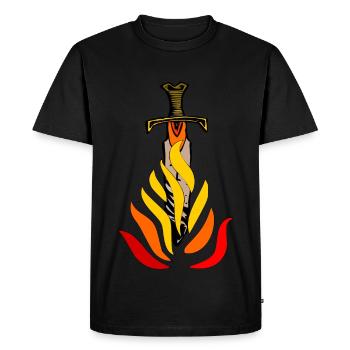 Sword in flames - Men's Premium Organic T-Shirt - black - Front - Nico (187cm)