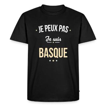 Je peux pas je suis Basque - T-shirt Premium bio Homme - noir - Devant - Nico (187cm)