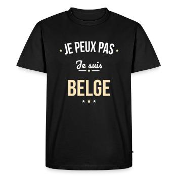 Je peux pas je suis Belge - T-shirt Premium bio Homme - noir - Devant - Nico (187cm)