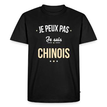 Je peux pas je suis Chinois - T-shirt Premium bio Homme - noir - Devant - Nico (187cm)