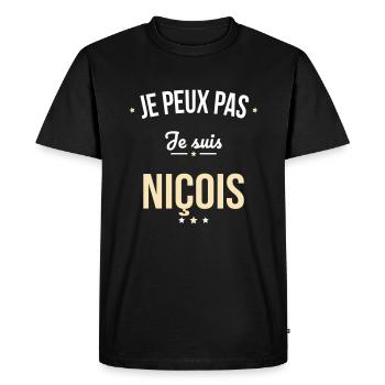 Je peux pas je suis Niçois - T-shirt Premium bio Homme - noir - Devant - Nico (187cm)