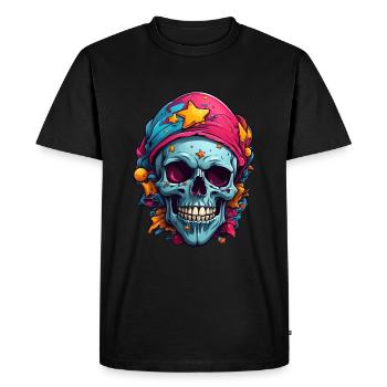 Decorative Colorful Skull - Men's Premium Organic T-Shirt - black - Front - Nico (187cm)