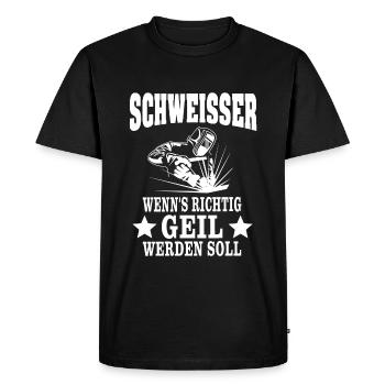 schweisser Spruch Schweißer schweißen Geil - Männer Premium Bio T-Shirt - Schwarz - Vorne - Nico (187cm)