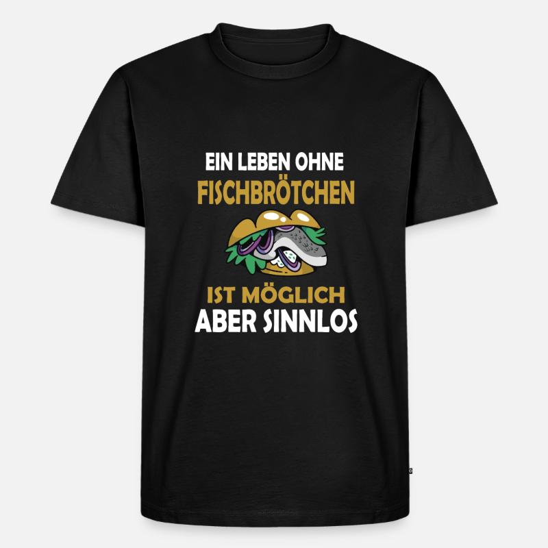 Fischbrötchen mit Pommes - Männer Premium Bio T-Shirt - Schwarz