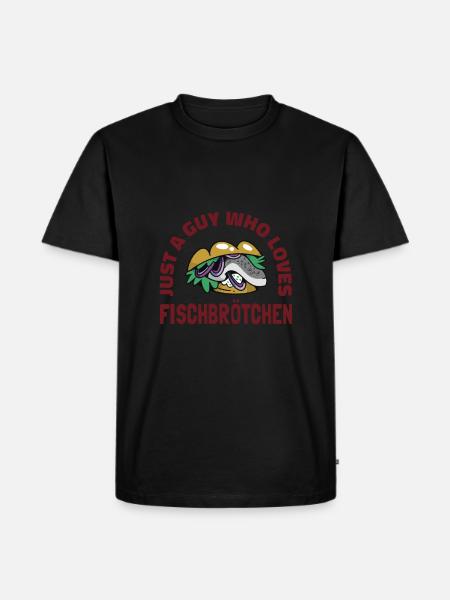 Fischbrötchen mit Pommes - Männer Premium Bio T-Shirt - Schwarz