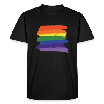 Rainbow Paint Brushes (Large) - Men's Premium Organic T-Shirt - black - Front - Nico (187cm)