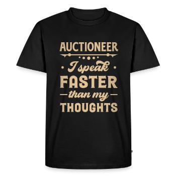 Commissaire-priseur - Je parle plus vite que mes pensées - T-shirt Premium bio Homme - noir - Devant - Nico (187cm)