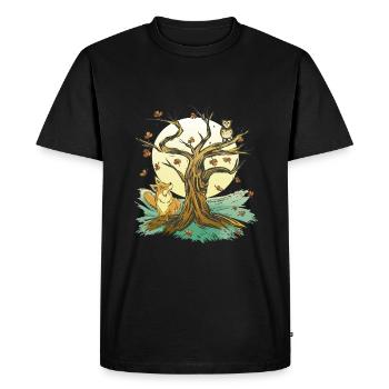 Fox Owl Forest Camping Animals - Men's Premium Organic T-Shirt - black - Front - Nico (187cm)
