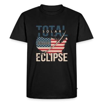 Éclipse totale de Soleil Usa 8 avril 2024 - T-shirt Premium bio Homme - noir - Devant - Nico (187cm)