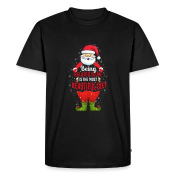 Être lié à moi – Joyeux Père Noël - T-shirt Premium bio Homme - noir - Devant - Nico (187cm)