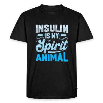 L’insuline est mon animal spirituel - Diabète - T-shirt Premium bio Homme - noir - Devant - Nico (187cm)