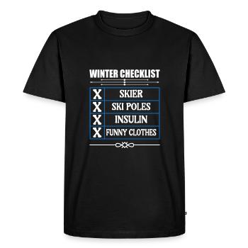 Winter Insulin Checklist for Diabetics - Men's Premium Organic T-Shirt - black - Front - Nico (187cm)