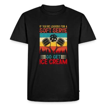 Vous cherchez un service doux ? Allez chercher de la crème glacée ! - T-shirt Premium bio Homme - noir - Devant - Nico (187cm)