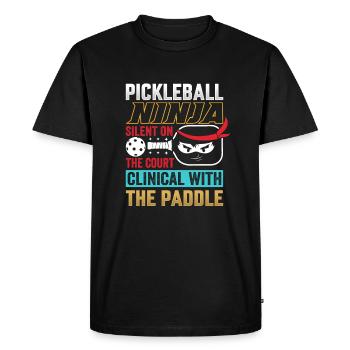 Pickleball Ninja - Silent With The Paddle - Men's Premium Organic T-Shirt - black - Front - Nico (187cm)
